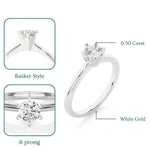 Load image into Gallery viewer, 0.50 Carat Six Prong Solitaire Moissanite Ring in White Gold