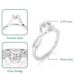 Load image into Gallery viewer, 0.50 Ct Moissanite Twisted Solitaire Engagement Ring In White Gold