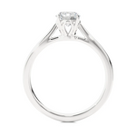 Load image into Gallery viewer, Side profile of 0.75 Carat Round Moissanite Solitaire Engagement Ring in White Gold, highlighting the prong setting.