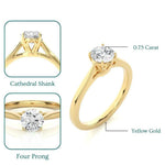 Load image into Gallery viewer, 0.75 Carat Round Moissanite Solitaire Engagement Ring in Yellow Gold