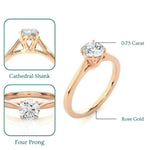 Load image into Gallery viewer, 0.75 Carat Round Moissanite Solitaire Engagement Ring in Rose Gold