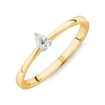 Load image into Gallery viewer, 0.80 Carat Pear Shape Solitaire Moissanite Ring in Yellow Gold