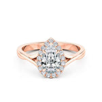 Load image into Gallery viewer, Pear Shape Moissanite Halo Engagement Ring in White Gold