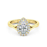 Load image into Gallery viewer, Pear Shape Moissanite Halo Engagement Ring in White Gold