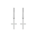 Load image into Gallery viewer, 1.20 Carat Moissanite Cross Dangle Earrings In White Gold