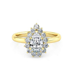 Load image into Gallery viewer, 1.20 Carat Pear Shaped Halo Moissanite Solitaire Ring in Yellow Gold