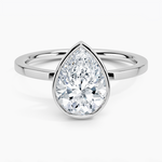 Load image into Gallery viewer, 1.50 Ct Pear Cut Moissanite Bezel Set Engagement Ring in Yellow Gold