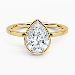 Load image into Gallery viewer, 1.50 Ct Pear Cut Moissanite Bezel Set Engagement Ring in Yellow Gold