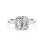 Load image into Gallery viewer, 1.50 Carat Asscher Cut Moissanite Halo Engagement Ring in White Gold