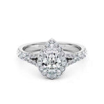 Load image into Gallery viewer, 1.50 Ct Pear Cut Moissanite Split Shank Engagement Ring in White Gold