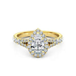Load image into Gallery viewer, 1.50 Ct Pear Cut Moissanite Split Shank Engagement Ring in White Gold
