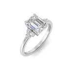 Load image into Gallery viewer, 1.80 Carat Emerald Shape Moissanite Cluster Ring In White Gold