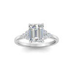 Load image into Gallery viewer, 1.80 Carat Emerald Shape Moissanite Cluster Ring In White Gold