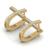 Load image into Gallery viewer, 1.80 Carat Round Moissanite Cross Hoop Earrings In White Gold