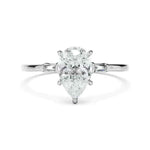 Load image into Gallery viewer, 1.80 Carat Pear and Baguette Cut Three Stone Moissanite Ring in White God