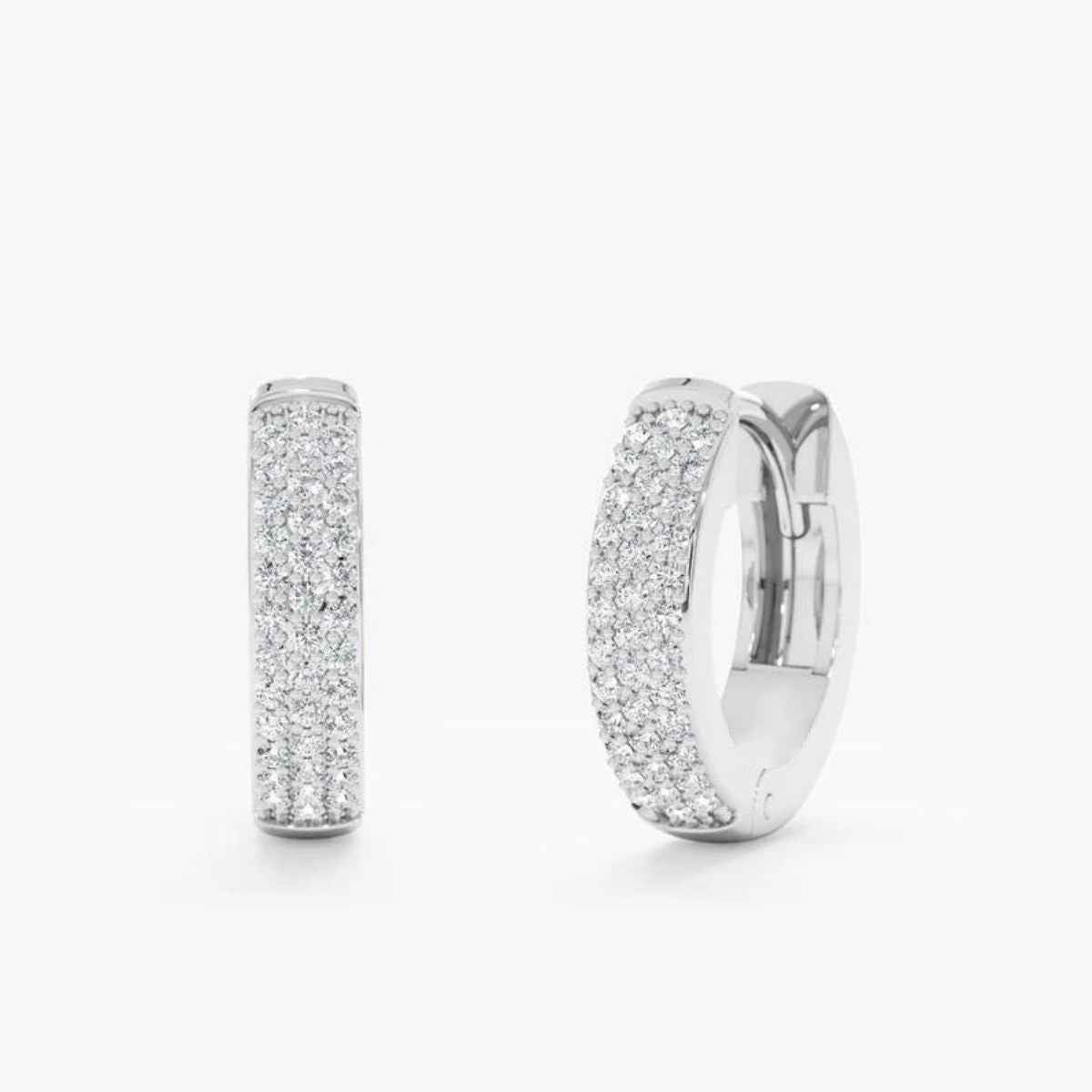 1 carat round moissanite hoop earrings in white gold