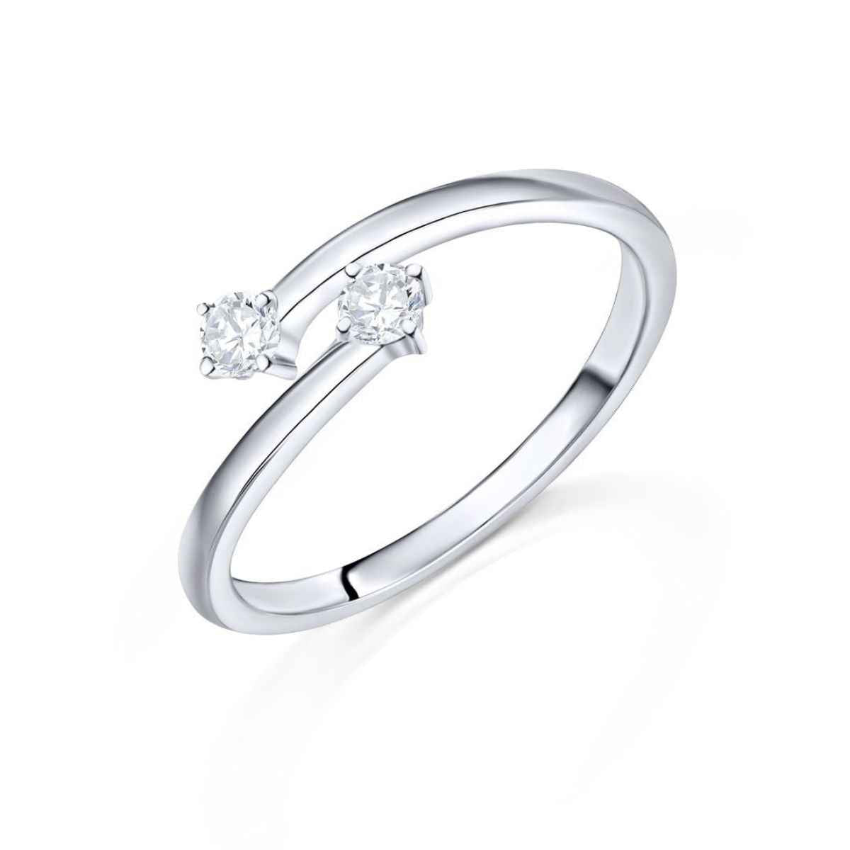 1 carat round cut moissanite toi et moi engagement ring in white gold