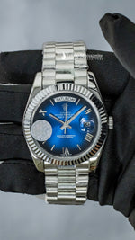 Load image into Gallery viewer, Day-Date Blue Dial Stainless Steel Plain Watch