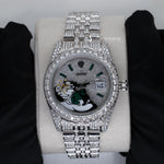 Load image into Gallery viewer, Custom Green Pave Monopoly Dial Moissanite Datejust Watch