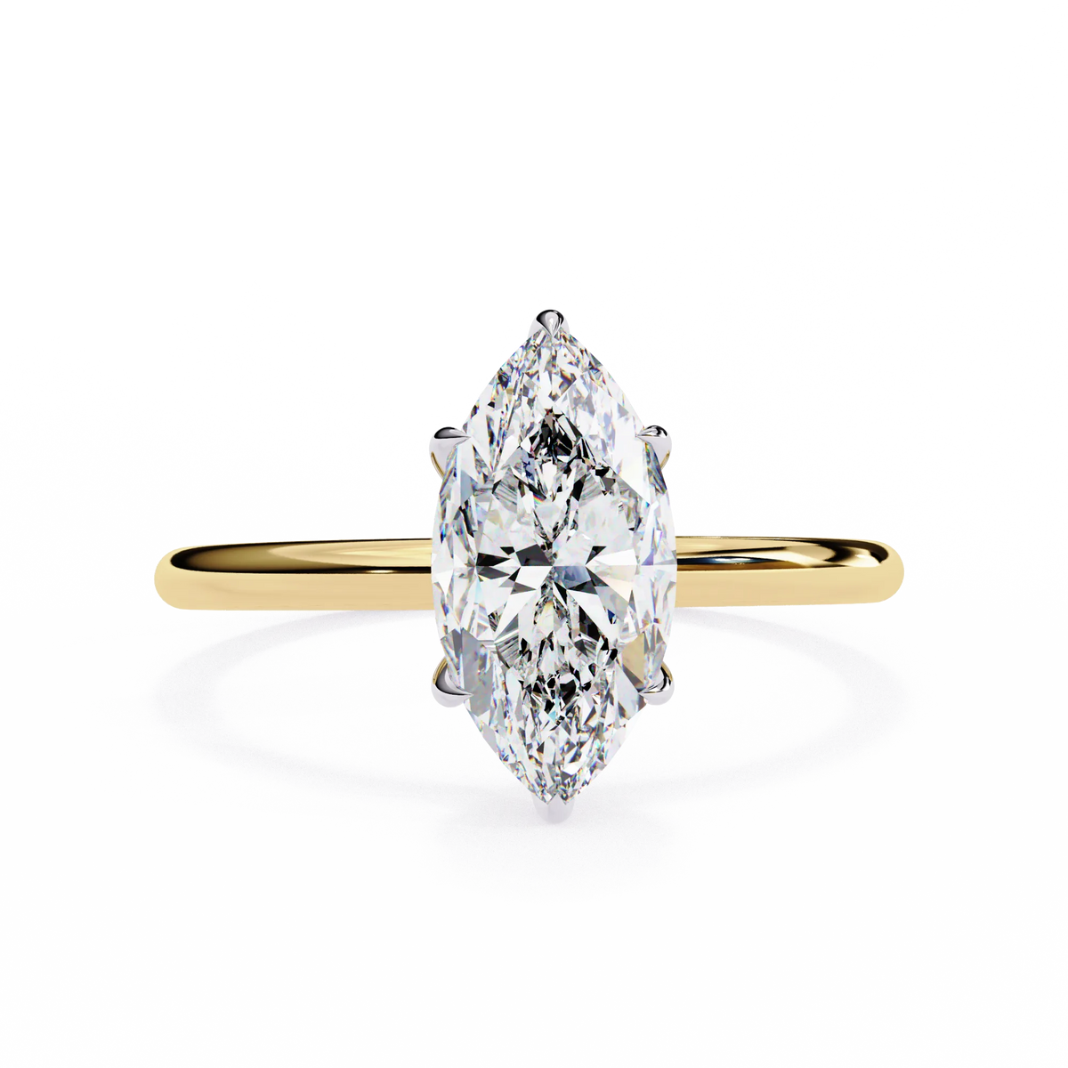 1 carat solitaire marquise moissanite ring in white gold