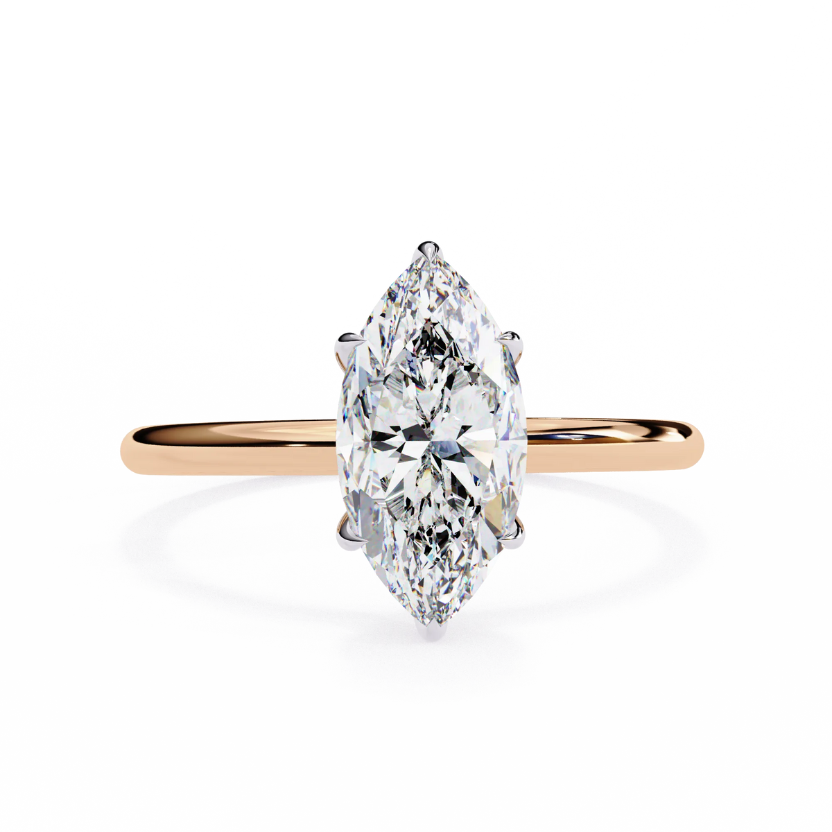1 carat solitaire marquise moissanite ring in white gold