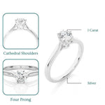 Load image into Gallery viewer, 1 Carat Round Moissanite Solitaire Engagement Ring In Silver