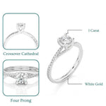 Load image into Gallery viewer, 1 Carat Round Moissanite Twisted Solitaire Ring In White Gold