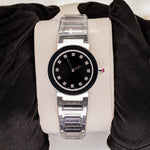 Load image into Gallery viewer, Front View Of Black Dial Stainless Steel Ladies Watch