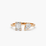 Load image into Gallery viewer, 2.30 Ct Baguette & Marquise Cut Moissanite Toi Et Moi Ring In Yellow Gold
