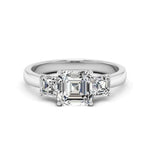 Load image into Gallery viewer, 2.50 Ct Asscher Cut Moissanite Three Stone Engagement Ring in White Gold