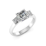 Load image into Gallery viewer, 2.50 Ct Asscher Cut Moissanite Three Stone Engagement Ring in White Gold