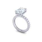 Load image into Gallery viewer, 2.50 Carat Radiant Cut Moissanite Hidden Halo Ring In White Gold