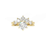 Load image into Gallery viewer, 2.50 Carat Round Shape Moissanite Cluster Bridal Set Ring In Yellow Gold