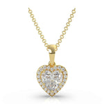 Load image into Gallery viewer, 2 Carat Heart Shape Moissanite Halo Pendant In Yellow Gold