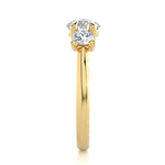Load image into Gallery viewer, 2 Carat Round Moissanite Three Stone Engagement Ring In Yellow Gold