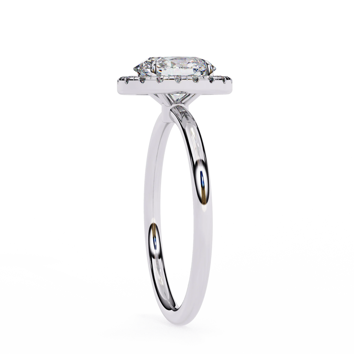 2 carat oval cut moissanite halo ring in silver