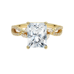 Load image into Gallery viewer, 2 Ct Radiant Cut Moissanite Criss Cross Engagement Ring in White Gold