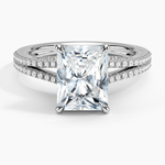 Load image into Gallery viewer, 2 Ct Radiant Cut Moissanite Split Shank Engagement Ring in White Gold