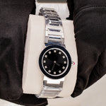 Load image into Gallery viewer, Side View Of Black Dial Stainless Steel Ladies Watch