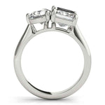 Load image into Gallery viewer, 3 Carat Emerald & Pear Cut Moissanite Toi et Moi Ring In White Gold
