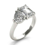 Load image into Gallery viewer, 3 Carat Emerald & Pear Cut Moissanite Toi et Moi Ring In White Gold