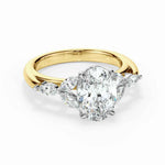 Load image into Gallery viewer, 3.50 Carat Oval and Marquise Cut 7 Stone Moissanite Ring in Yellow Gold