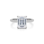Load image into Gallery viewer, 3 Carat Emerald Cut Moissanite Hidden Halo Ring In White Gold
