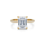 Load image into Gallery viewer, 3 Carat Emerald Cut Moissanite Hidden Halo Ring In White Gold