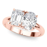 Load image into Gallery viewer, 4 Ct Emerald & Oval Cut Moissanite Toi et Moi Engagement Ring In Yellow Gold