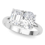 Load image into Gallery viewer, 4 Ct Emerald & Oval Cut Moissanite Toi et Moi Engagement Ring In Yellow Gold