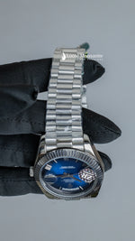 Load image into Gallery viewer, Day-Date Blue Dial Stainless Steel Plain Watch