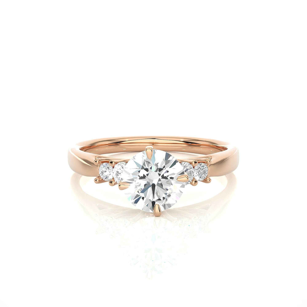 1 ct round cut moissanite five stone engagement ring in white gold