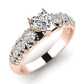 1.3 Carat Heart Shape Moissanite Anniversary Ring in Rose Gold