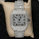 Load image into Gallery viewer, Front View Of Arabic Dial Moissanite Square Watch